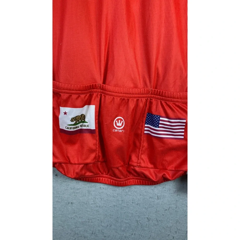 Canari Cycling Jersey Mens L Red Excellent Trailhead Coffee Long Sleeve Zip